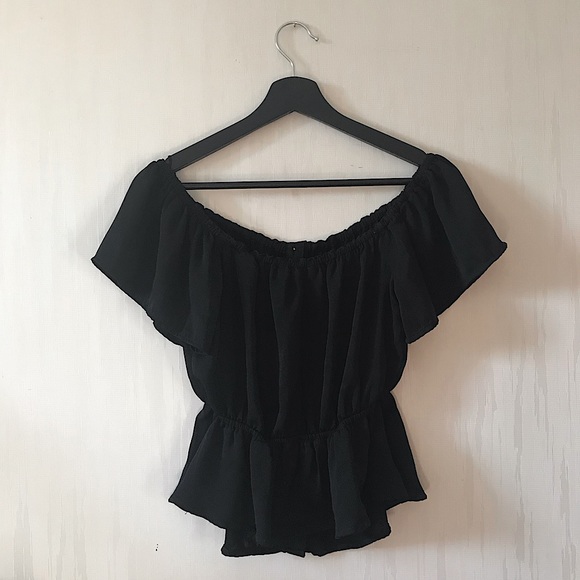 Guess Black Off-Shoulder Blouse Top - Picture 2 of 6